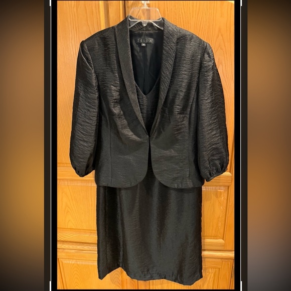 Zelda Dresses & Skirts - Zelda Vintage Black Sleeveless Midi Dress & Bolero Jacket Size 14